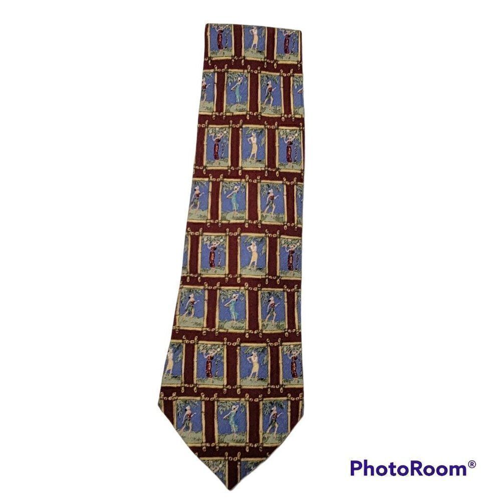 Tommy Bahama Mens Neck Tie Red Hawaiian Hula Girls Aloha Tropical All Silk USA‎ - Picture 3 of 12